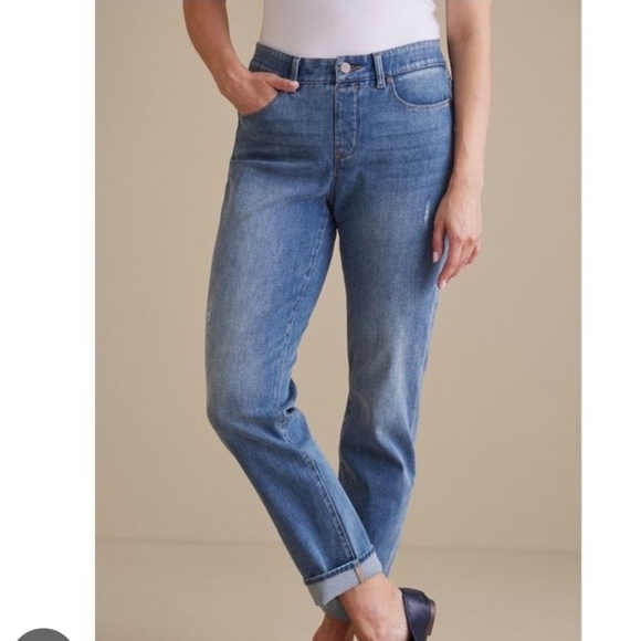 Soft Surroundings Jean Women PS Blue Straight Relaxed - Picture 1 of 5